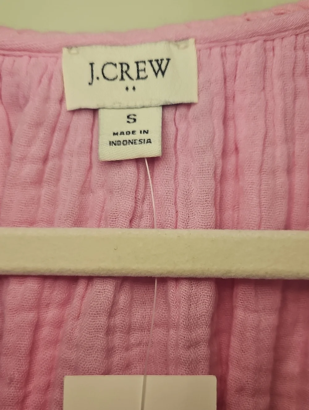 J CREW NWT 100% Gauzy Cotton Pink V Neck Size S